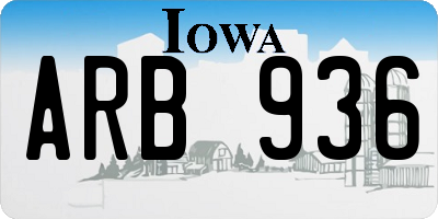 IA license plate ARB936