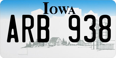 IA license plate ARB938