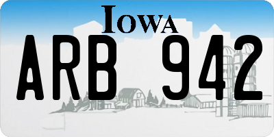 IA license plate ARB942