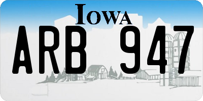 IA license plate ARB947