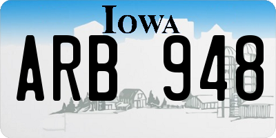 IA license plate ARB948