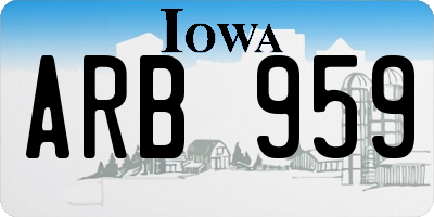 IA license plate ARB959