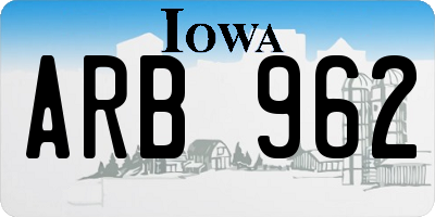 IA license plate ARB962