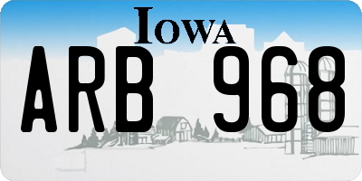IA license plate ARB968