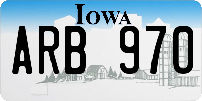 IA license plate ARB970