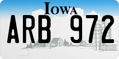 IA license plate ARB972