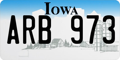 IA license plate ARB973