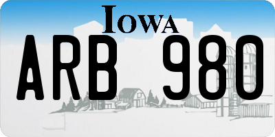 IA license plate ARB980
