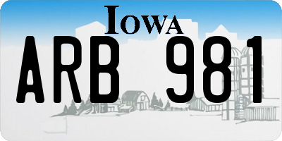 IA license plate ARB981