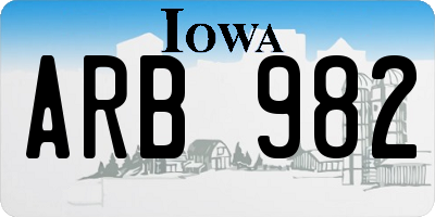 IA license plate ARB982