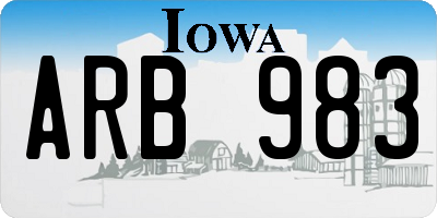 IA license plate ARB983