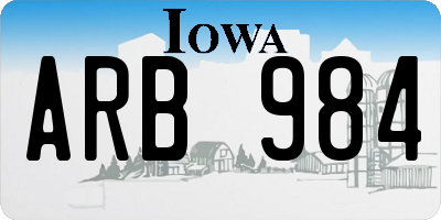 IA license plate ARB984