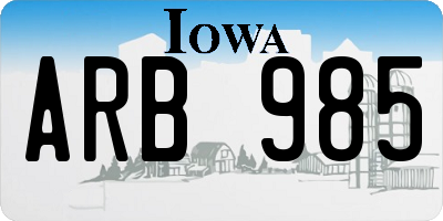 IA license plate ARB985