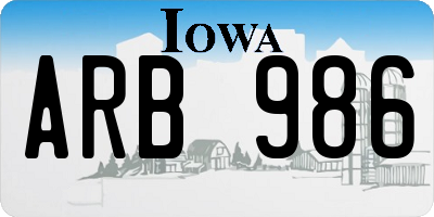 IA license plate ARB986