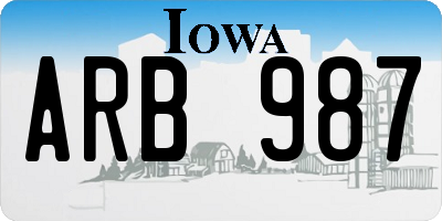 IA license plate ARB987