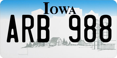 IA license plate ARB988