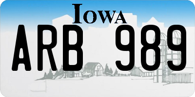 IA license plate ARB989