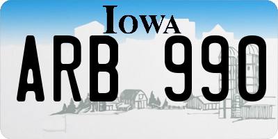 IA license plate ARB990