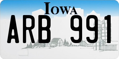 IA license plate ARB991