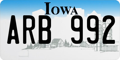 IA license plate ARB992