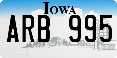 IA license plate ARB995