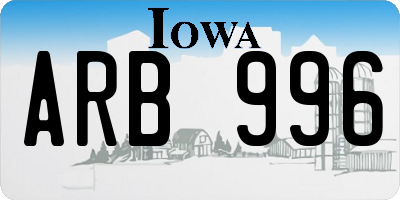 IA license plate ARB996