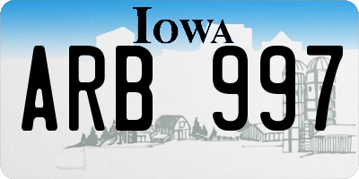 IA license plate ARB997