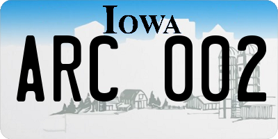 IA license plate ARC002