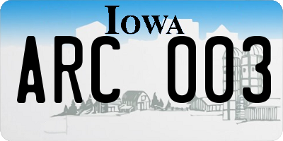 IA license plate ARC003