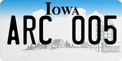 IA license plate ARC005