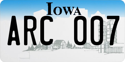 IA license plate ARC007