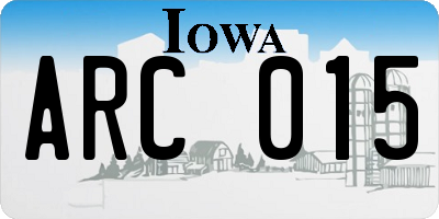 IA license plate ARC015