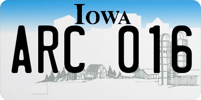 IA license plate ARC016