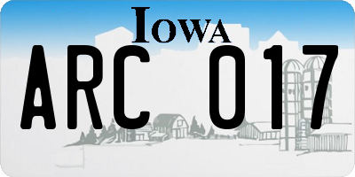 IA license plate ARC017