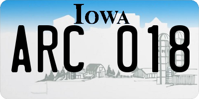 IA license plate ARC018