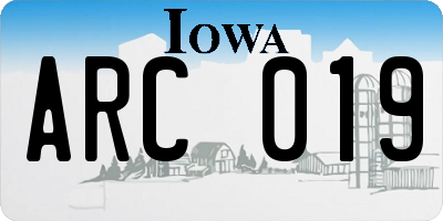 IA license plate ARC019