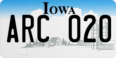IA license plate ARC020