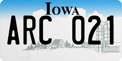 IA license plate ARC021