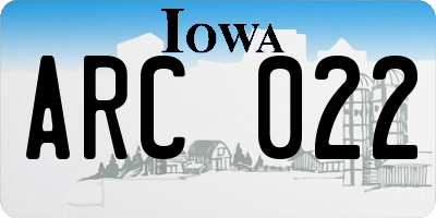 IA license plate ARC022