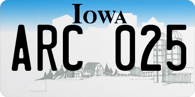 IA license plate ARC025