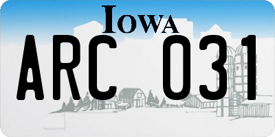 IA license plate ARC031