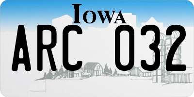 IA license plate ARC032