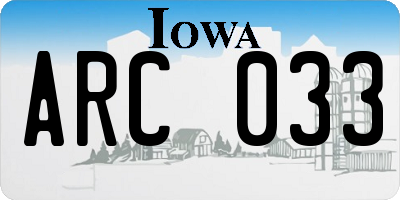 IA license plate ARC033