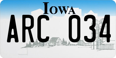 IA license plate ARC034
