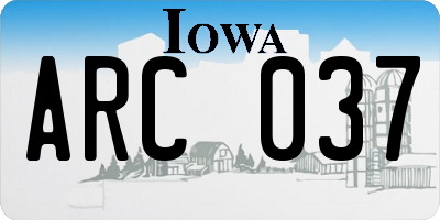 IA license plate ARC037