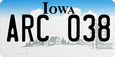 IA license plate ARC038