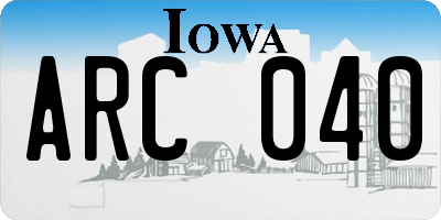 IA license plate ARC040