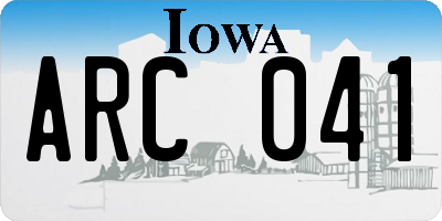 IA license plate ARC041