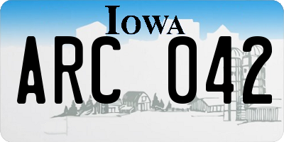 IA license plate ARC042