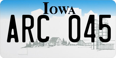 IA license plate ARC045